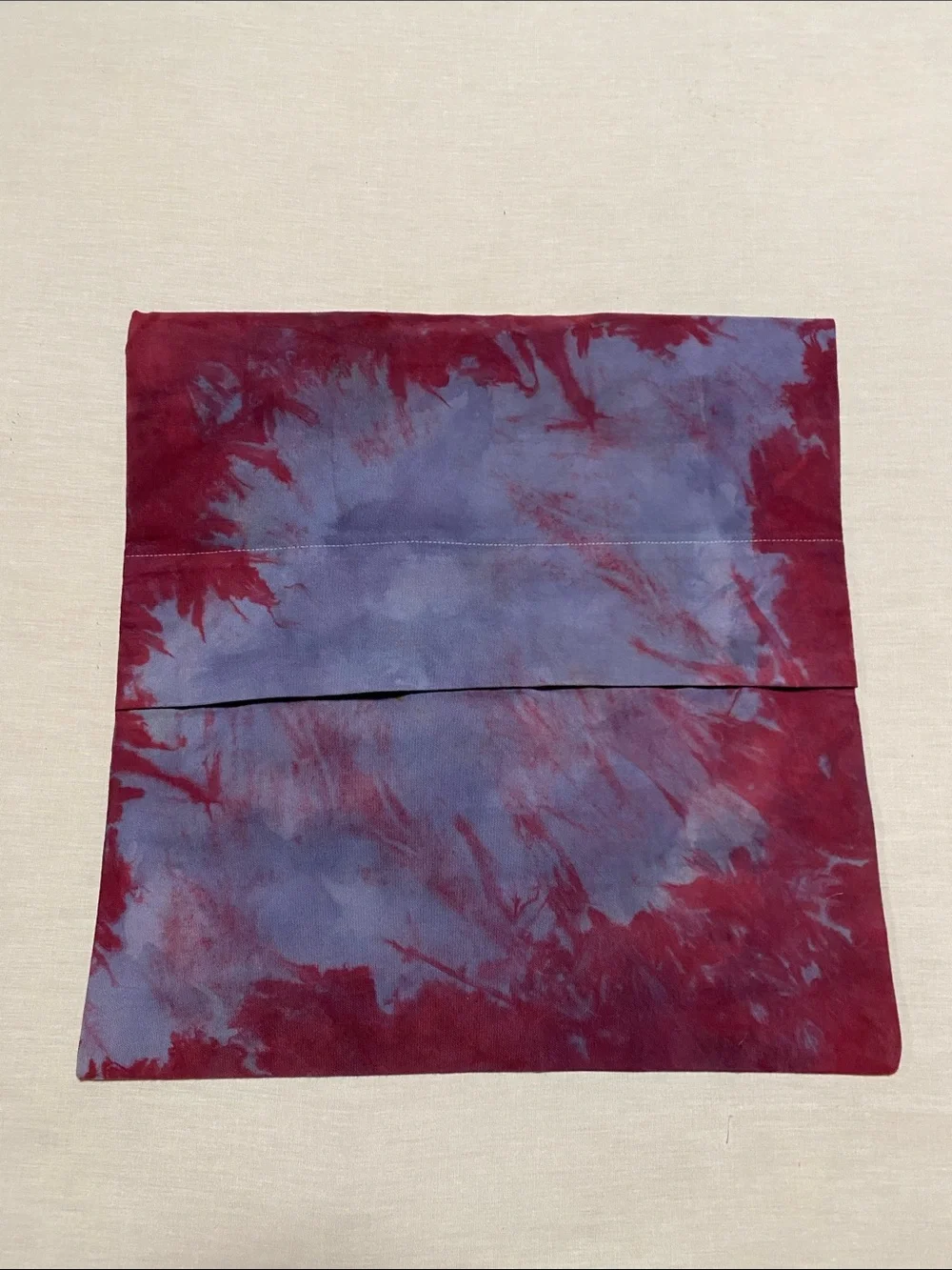Custom Tie-Dye Pillow Cover in Burgundy and Lavender